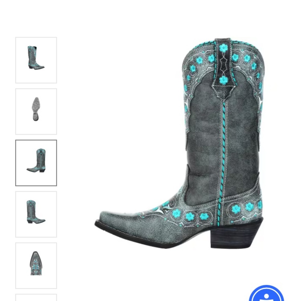 NEW!!! Durango Gray and Blue Western Boots, Size 8 - Picture 5 of 11